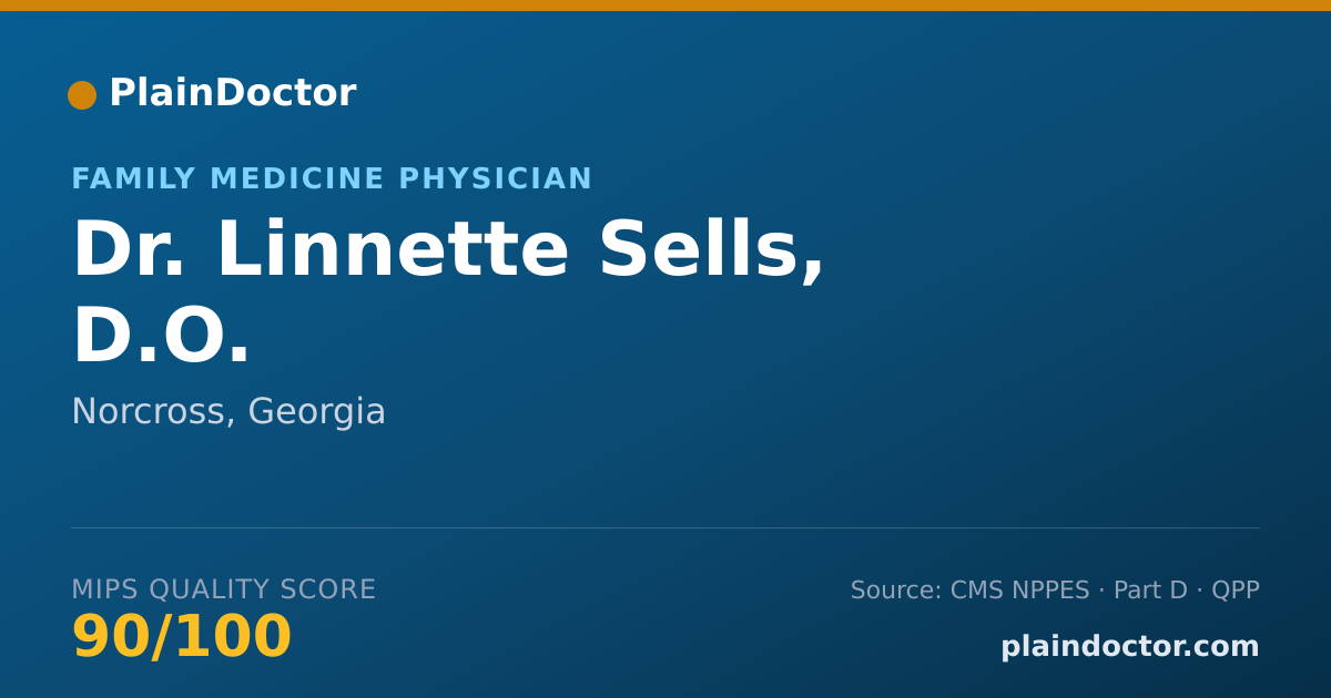 Shareable card for Linnette Sells, D.O. - Family Medicine Physician, Norcross, GA