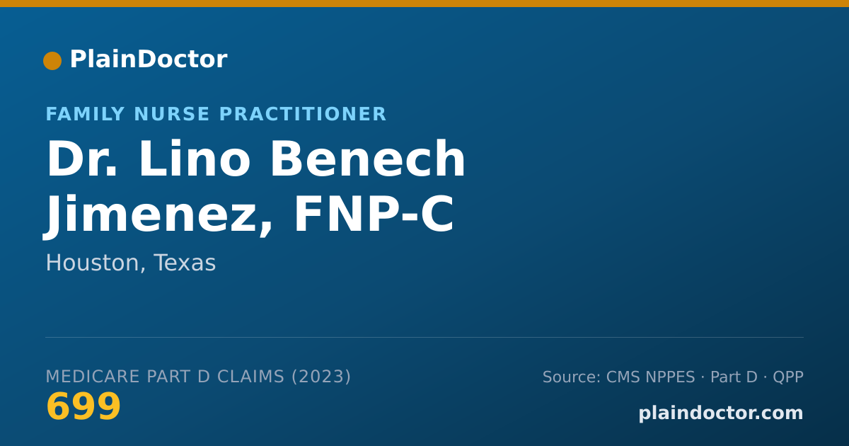 Shareable card for Lino Benech Jimenez, FNP-C - Family Nurse Practitioner, Houston, TX