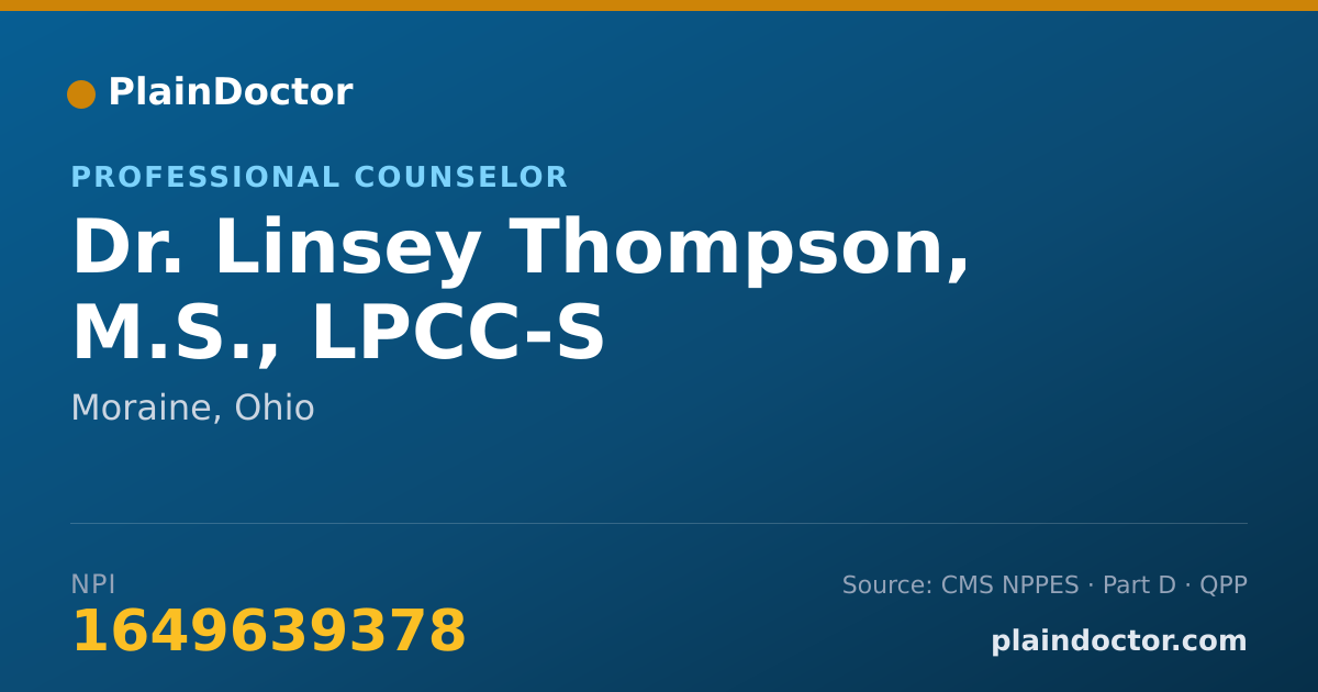 Shareable card for Linsey Thompson, M.S., LPCC-S - Professional Counselor, Moraine, OH