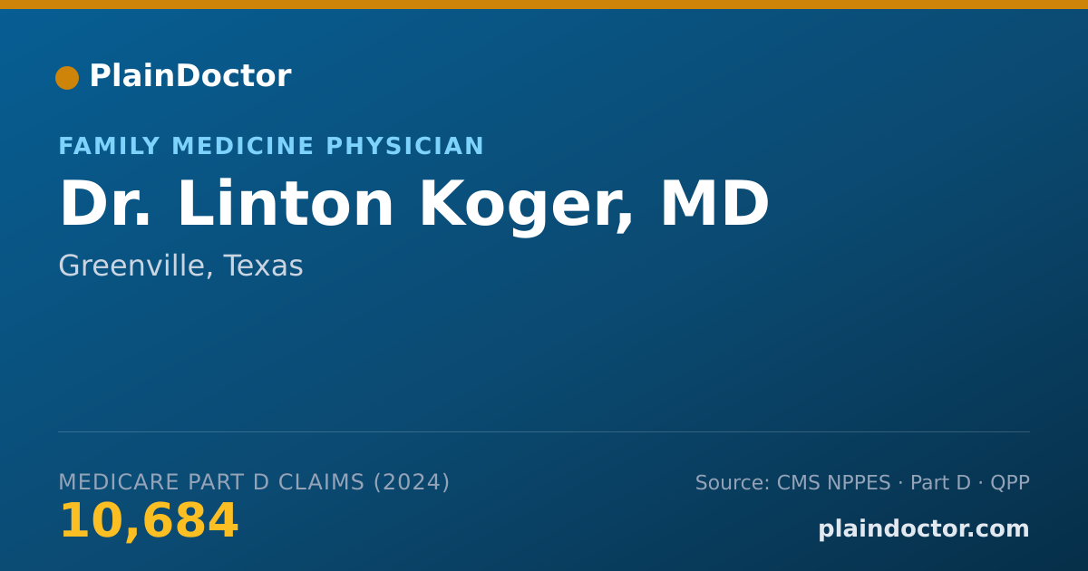 Shareable card for Linton Koger, MD - Family Medicine Physician, Greenville, TX