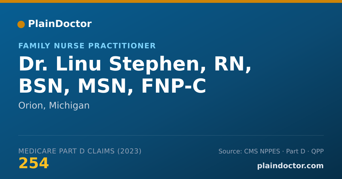 Shareable card for Linu Stephen, RN, BSN, MSN, FNP-C - Family Nurse Practitioner, Orion, MI