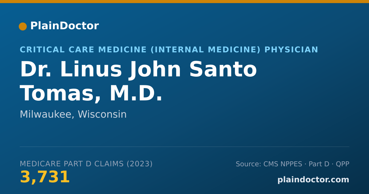 Shareable card for Linus John Santo Tomas, M.D. - Critical Care Medicine (Internal Medicine) Physician, Milwaukee, WI