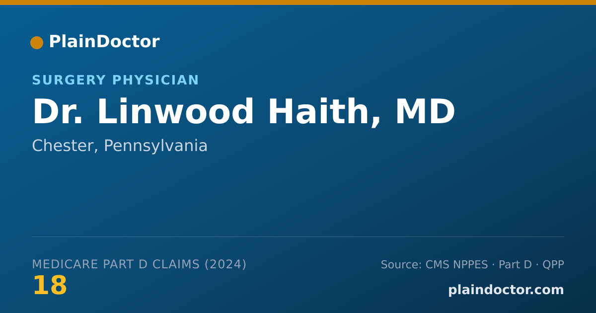 Shareable card for Linwood Haith, MD - Surgery Physician, Chester, PA