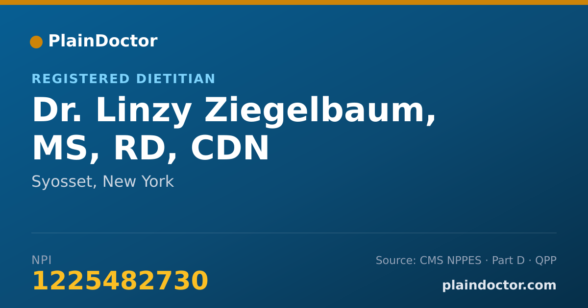 Shareable card for Linzy Ziegelbaum, MS, RD, CDN - Registered Dietitian, Syosset, NY