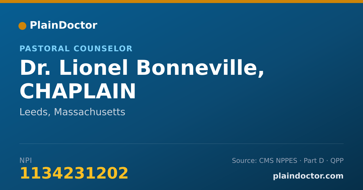 Shareable card for Lionel Bonneville, CHAPLAIN - Pastoral Counselor, Leeds, MA
