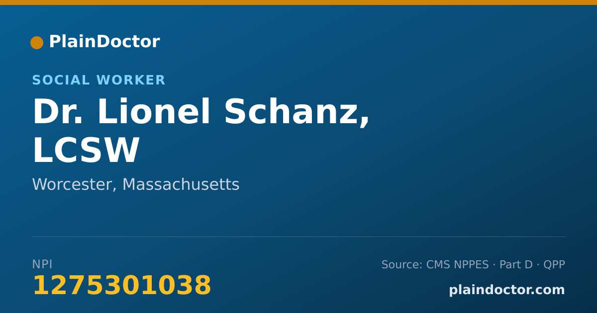 Shareable card for Lionel Schanz, LCSW - Social Worker, Worcester, MA