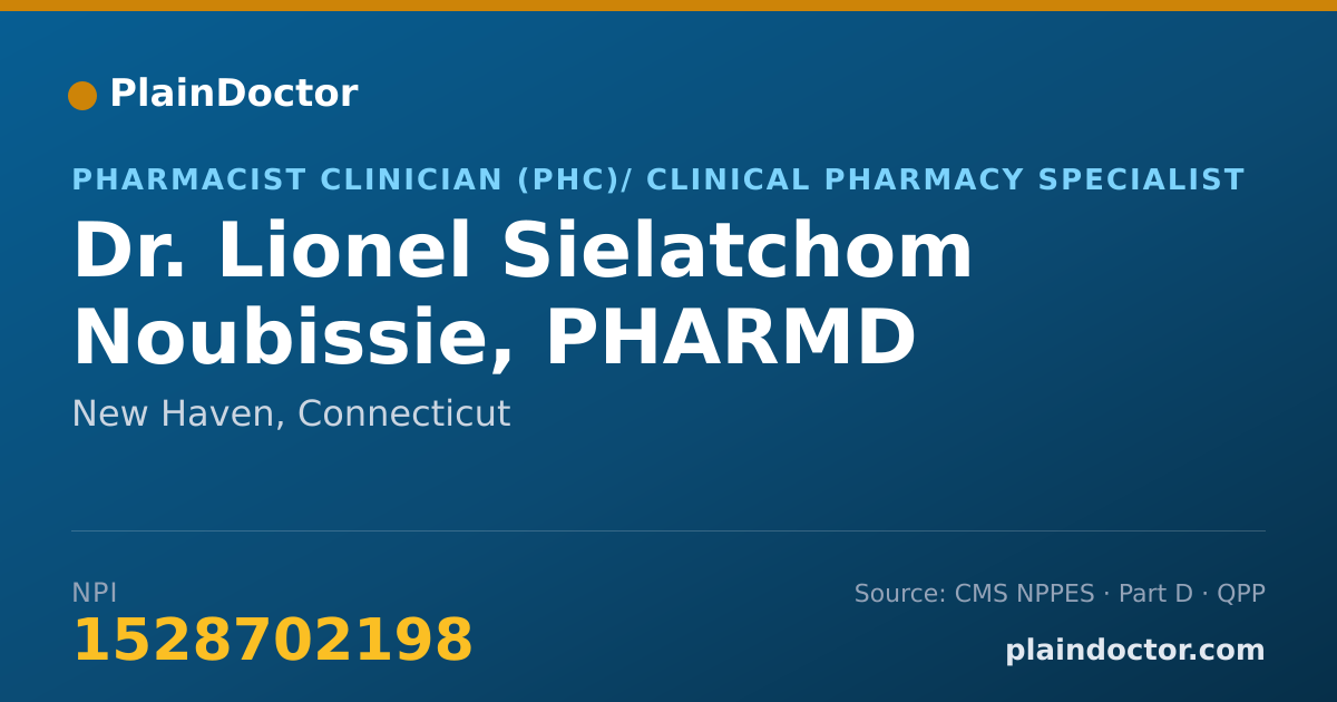 Shareable card for Lionel Sielatchom Noubissie, PHARMD - Pharmacist Clinician (PhC)/ Clinical Pharmacy Specialist, New Haven, CT