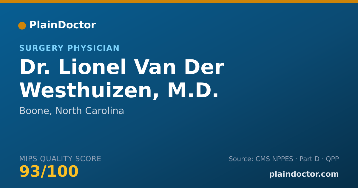 Shareable card for Lionel Van Der Westhuizen, M.D. - Surgery Physician, Boone, NC