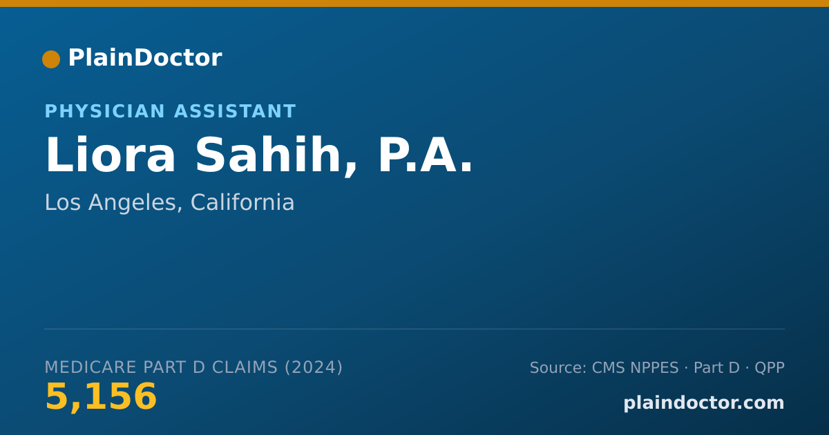 Shareable card for Liora Sahih, P.A. - Physician Assistant, Los Angeles, CA