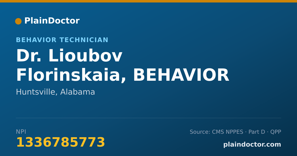 Shareable card for Lioubov Florinskaia, BEHAVIOR TECHNICIAN - Behavior Technician, Huntsville, AL