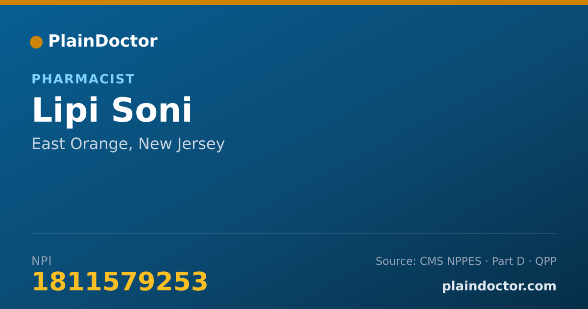 Shareable card for Lipi Soni - Pharmacist, East Orange, NJ