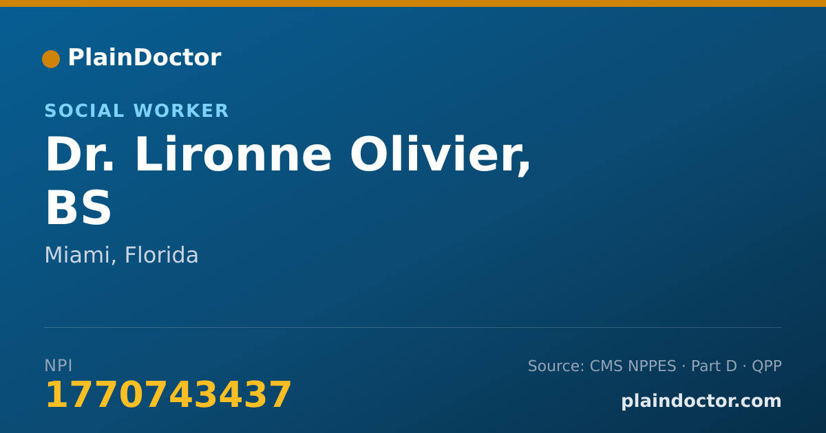 Shareable card for Lironne Olivier, BS - Social Worker, Miami, FL
