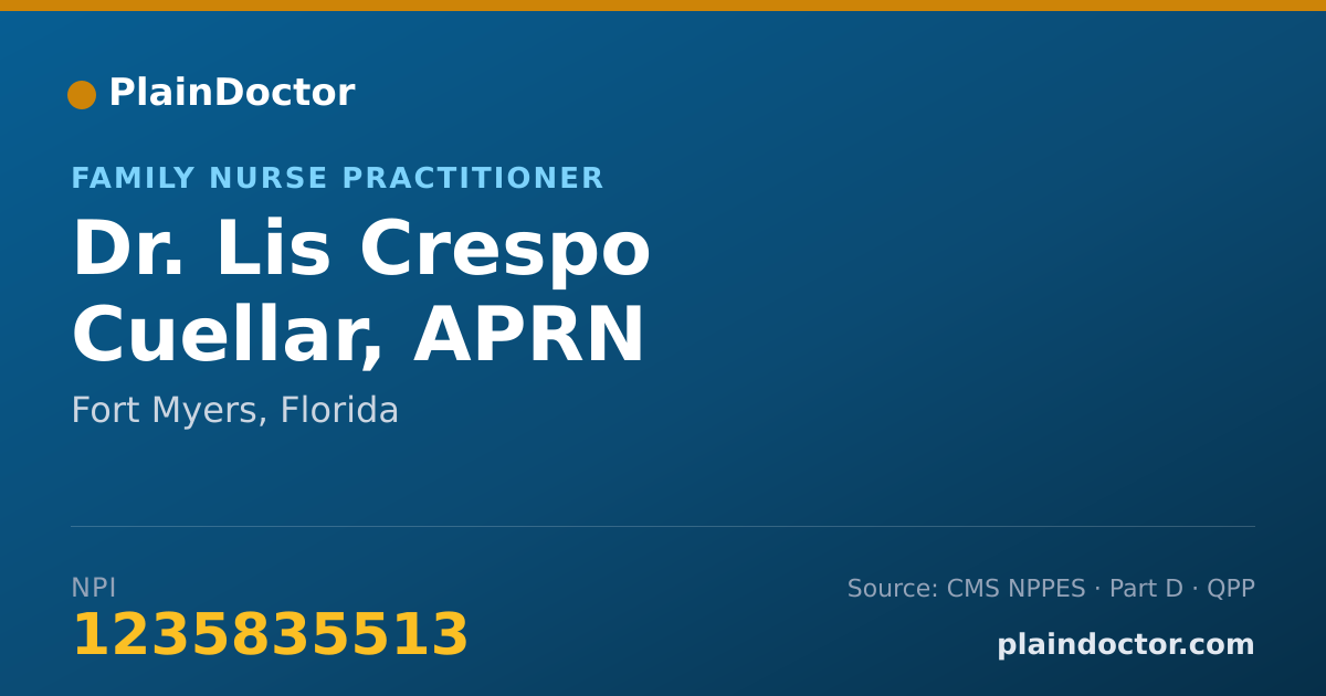 Shareable card for Lis Crespo Cuellar, APRN - Family Nurse Practitioner, Fort Myers, FL
