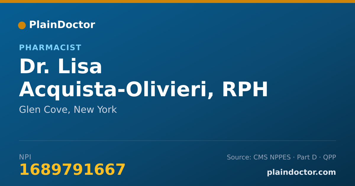 Shareable card for Lisa Acquista-Olivieri, RPH - Pharmacist, Glen Cove, NY