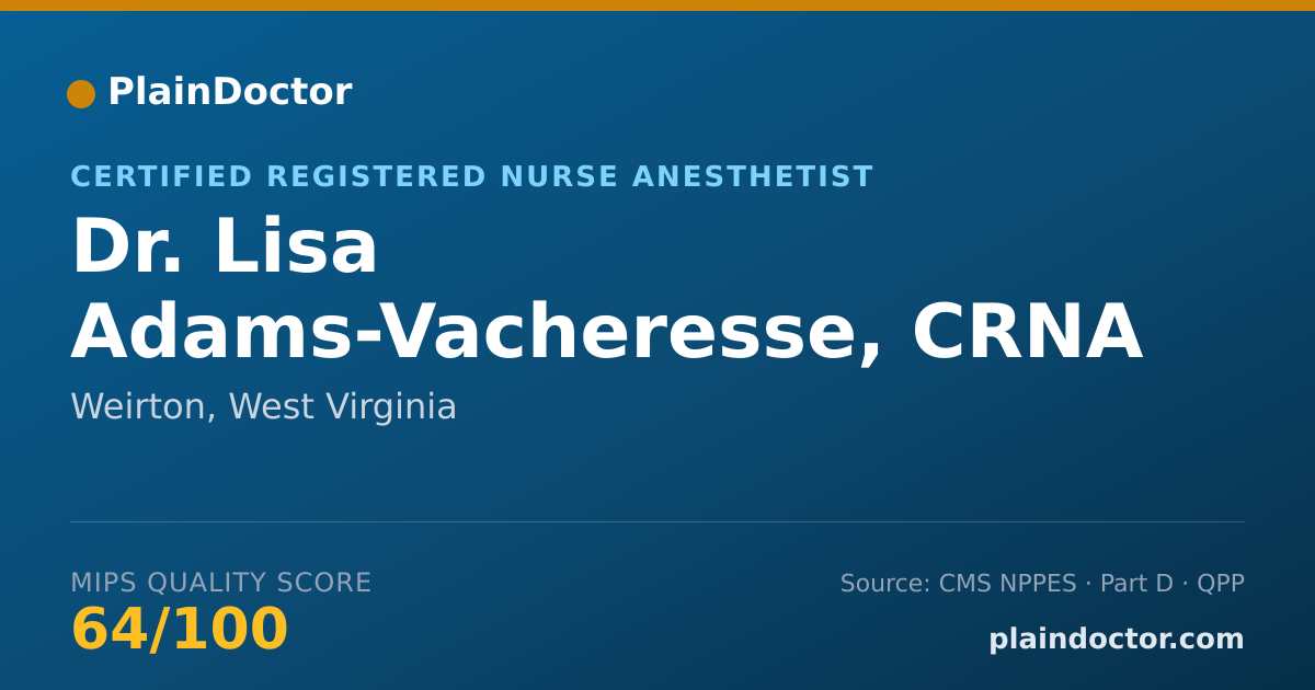 Shareable card for Lisa Adams-Vacheresse, CRNA - Certified Registered Nurse Anesthetist, Weirton, WV