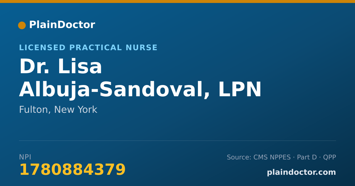 Shareable card for Lisa Albuja-Sandoval, LPN - Licensed Practical Nurse, Fulton, NY