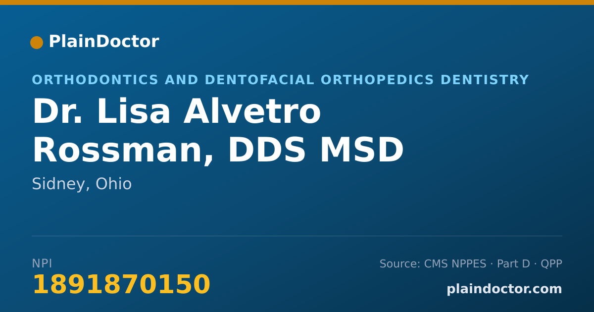 Shareable card for Lisa Alvetro Rossman, DDS MSD - Orthodontics and Dentofacial Orthopedics Dentistry, Sidney, OH