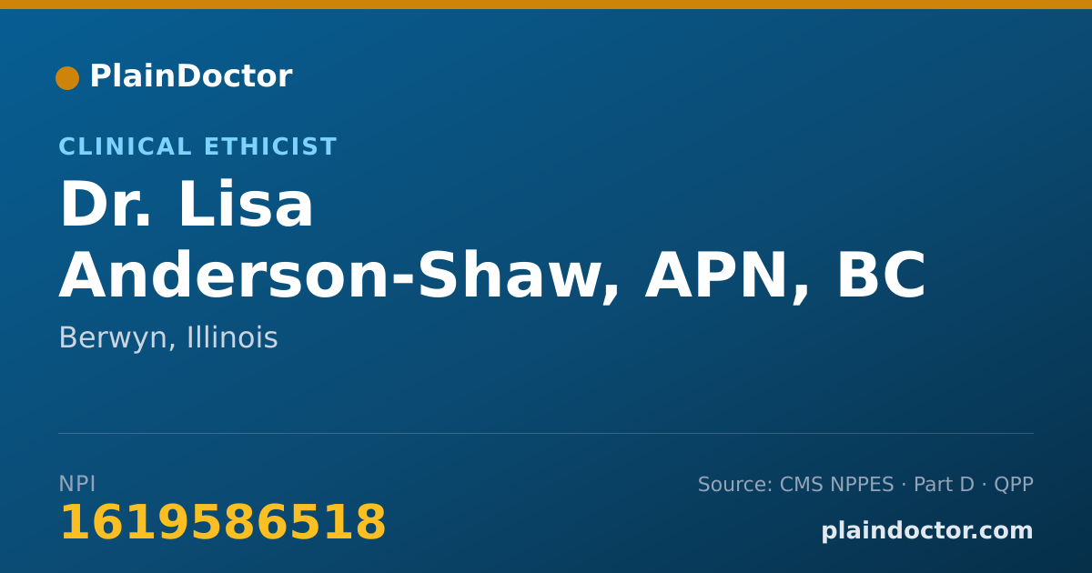 Shareable card for Lisa Anderson-Shaw, APN, BC - Clinical Ethicist, Berwyn, IL