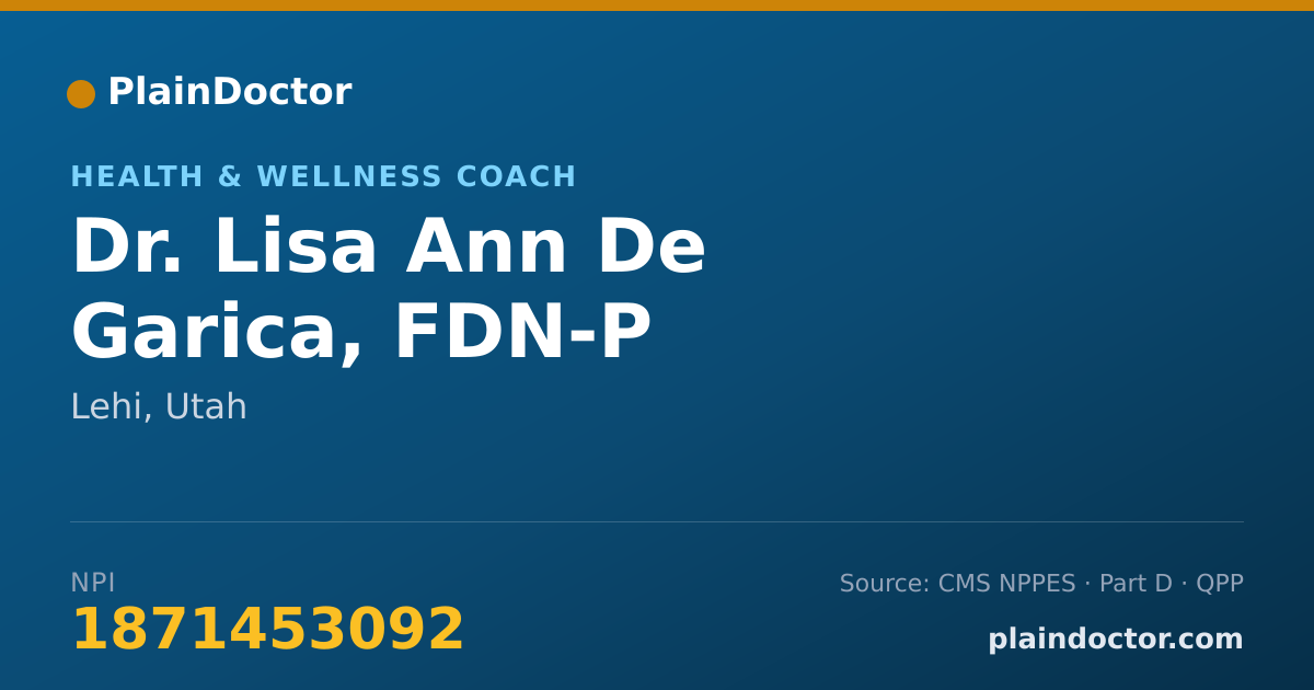 Shareable card for Lisa Ann De Garica, FDN-P - Health & Wellness Coach, Lehi, UT