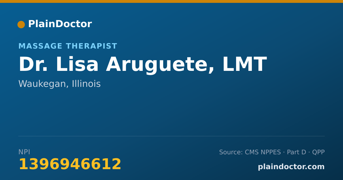 Shareable card for Lisa Aruguete, LMT - Massage Therapist, Waukegan, IL