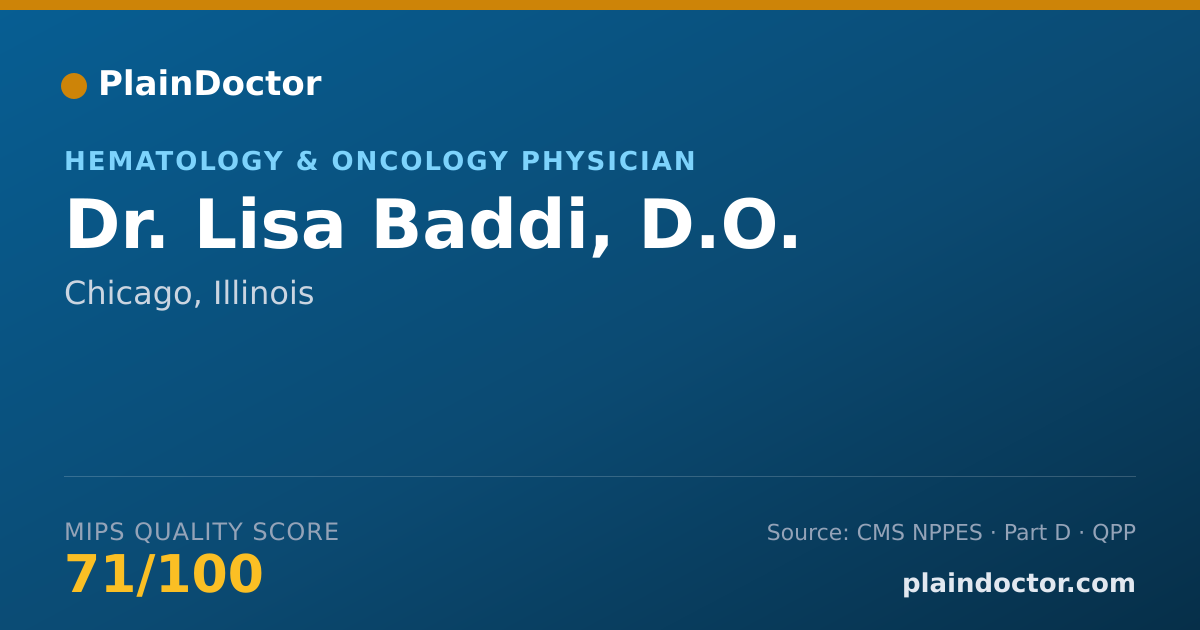 Shareable card for Lisa Baddi, D.O. - Hematology & Oncology Physician, Chicago, IL
