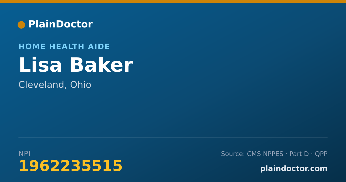 Shareable card for Lisa Baker - Home Health Aide, Cleveland, OH