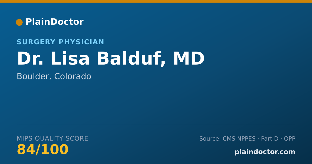 Shareable card for Lisa Balduf, MD - Surgery Physician, Boulder, CO