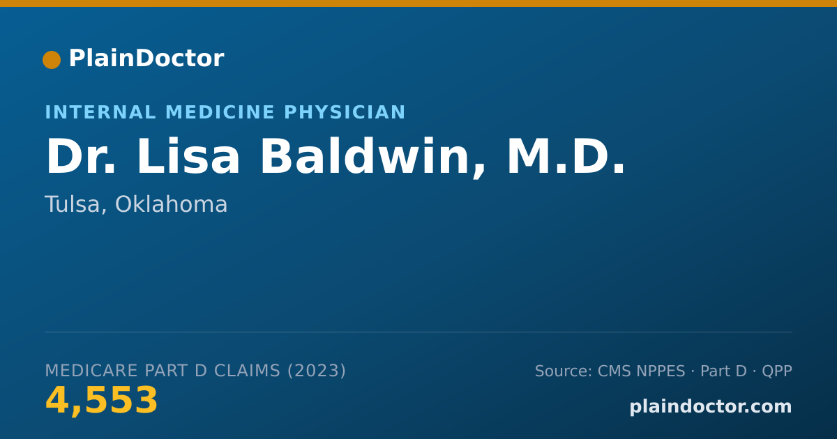 Shareable card for Lisa Baldwin, M.D. - Internal Medicine Physician, Tulsa, OK
