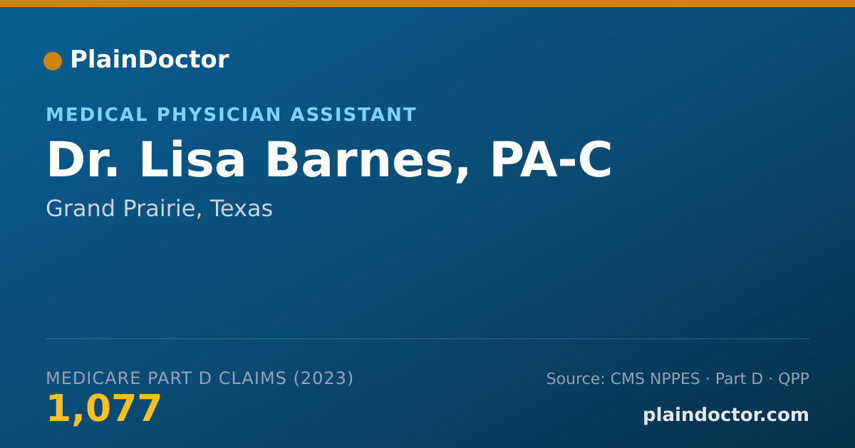 Shareable card for Lisa Barnes, PA-C - Medical Physician Assistant, Grand Prairie, TX