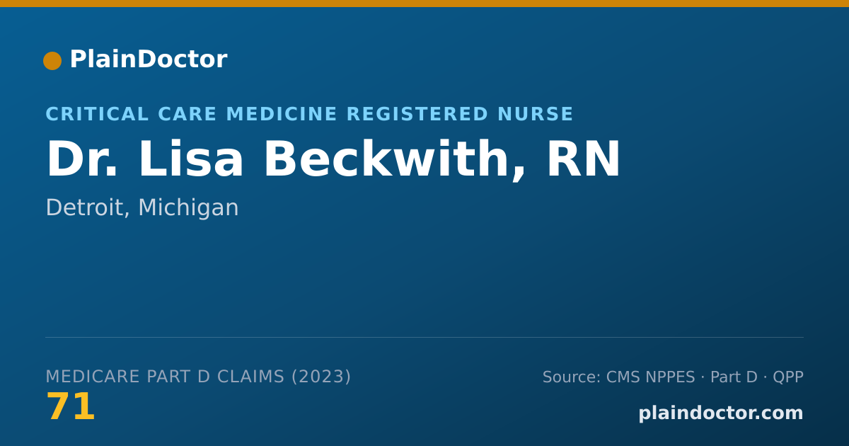 Shareable card for Lisa Beckwith, RN - Critical Care Medicine Registered Nurse, Detroit, MI
