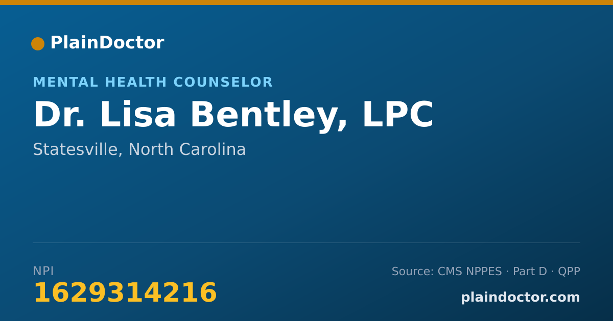 Shareable card for Lisa Bentley, LPC - Mental Health Counselor, Statesville, NC