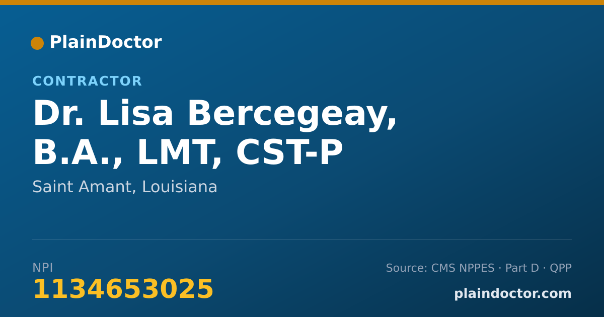 Shareable card for Lisa Bercegeay, B.A., LMT, CST-P - Contractor, Saint Amant, LA