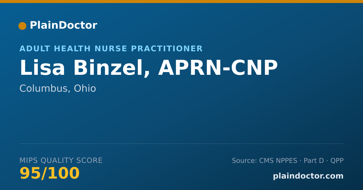 Shareable card for Lisa Binzel, APRN-CNP - Adult Health Nurse Practitioner, Columbus, OH