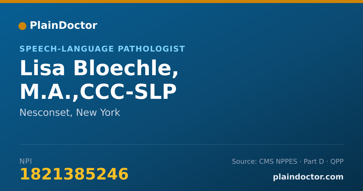 Shareable card for Lisa Bloechle, M.A.,CCC-SLP - Speech-Language Pathologist, Nesconset, NY