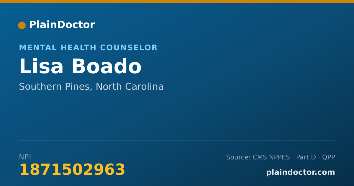 Shareable card for Lisa Boado - Mental Health Counselor, Southern Pines, NC