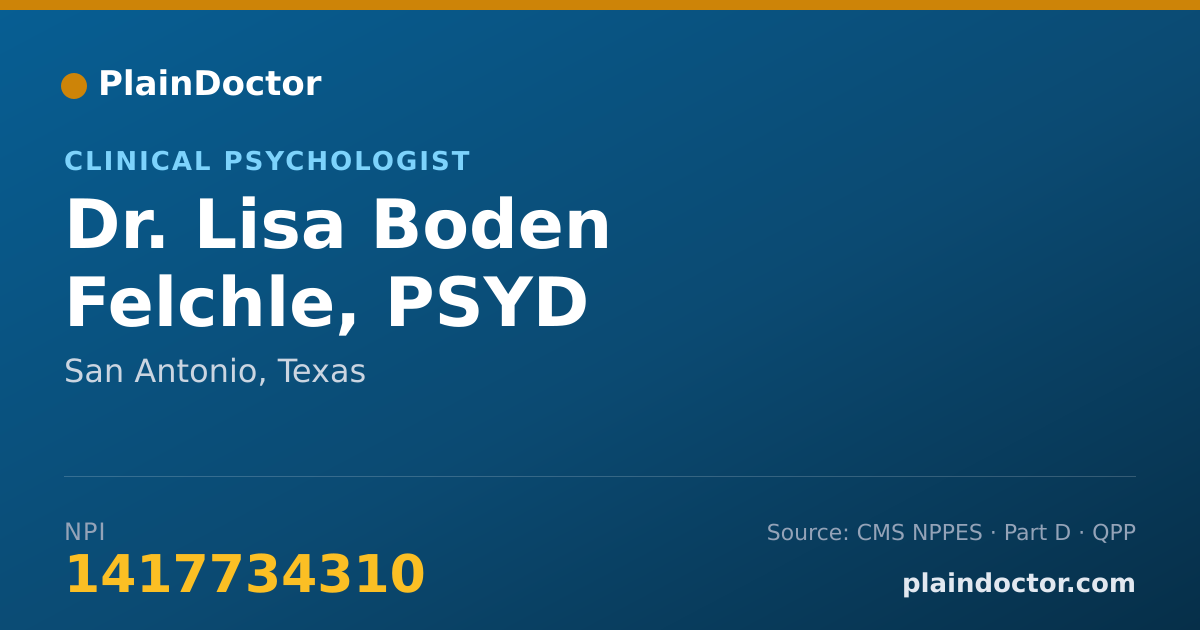 Shareable card for Lisa Boden Felchle, PSYD - Clinical Psychologist, San Antonio, TX