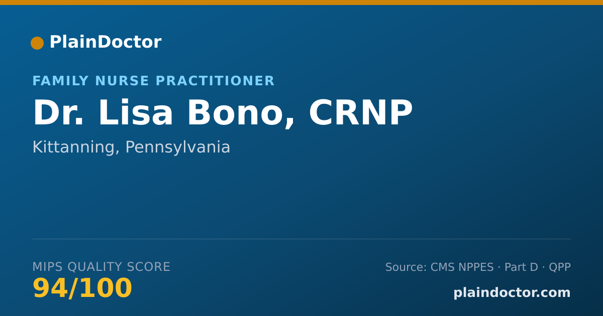 Shareable card for Lisa Bono, CRNP - Family Nurse Practitioner, Kittanning, PA
