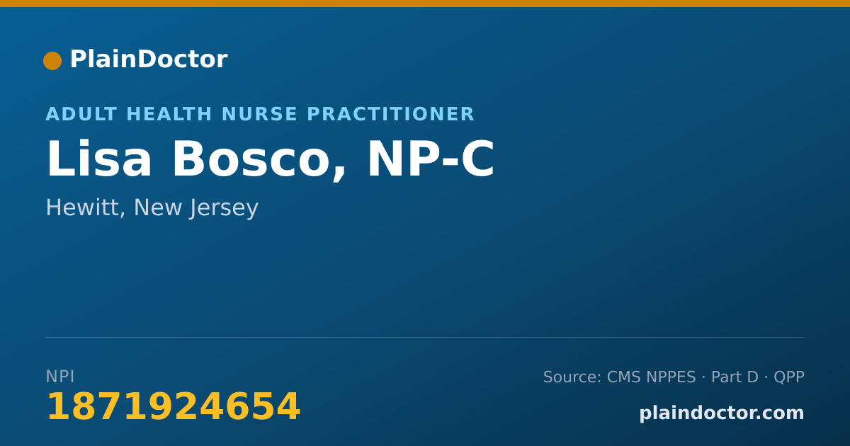 Shareable card for Lisa Bosco, NP-C - Adult Health Nurse Practitioner, Hewitt, NJ