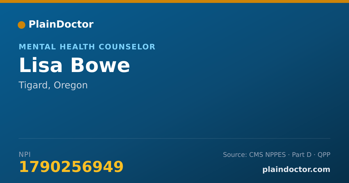 Shareable card for Lisa Bowe - Mental Health Counselor, Tigard, OR
