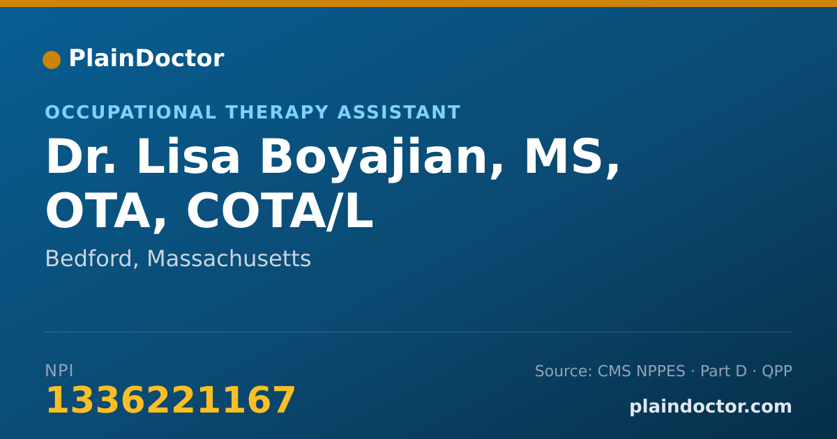 Shareable card for Lisa Boyajian, MS, OTA, COTA/L - Occupational Therapy Assistant, Bedford, MA