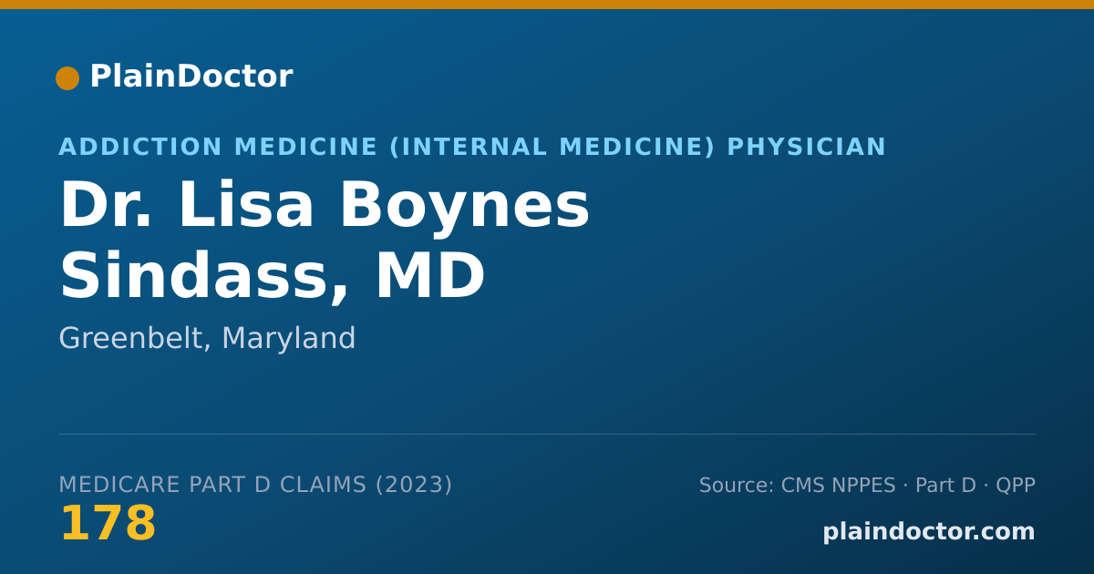 Shareable card for Lisa Boynes Sindass, MD - Addiction Medicine (Internal Medicine) Physician, Greenbelt, MD