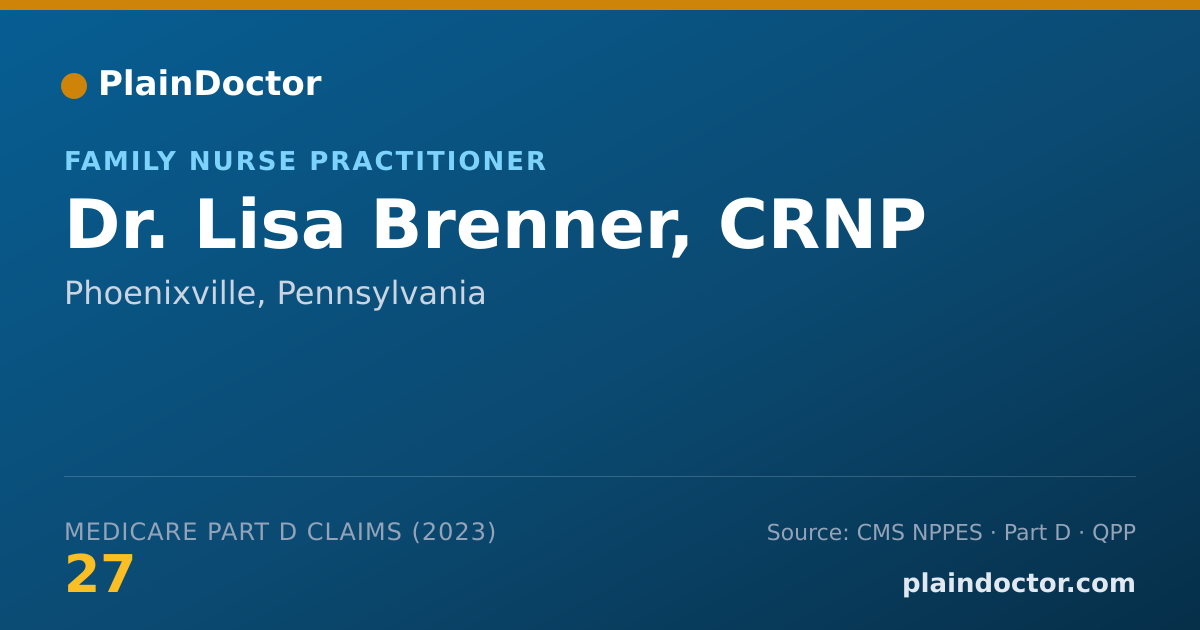 Shareable card for Lisa Brenner, CRNP - Family Nurse Practitioner, Phoenixville, PA