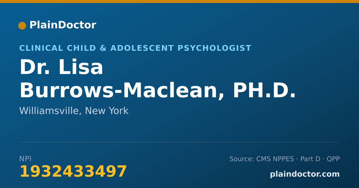 Shareable card for Lisa Burrows-Maclean, PH.D. - Clinical Child & Adolescent Psychologist, Williamsville, NY