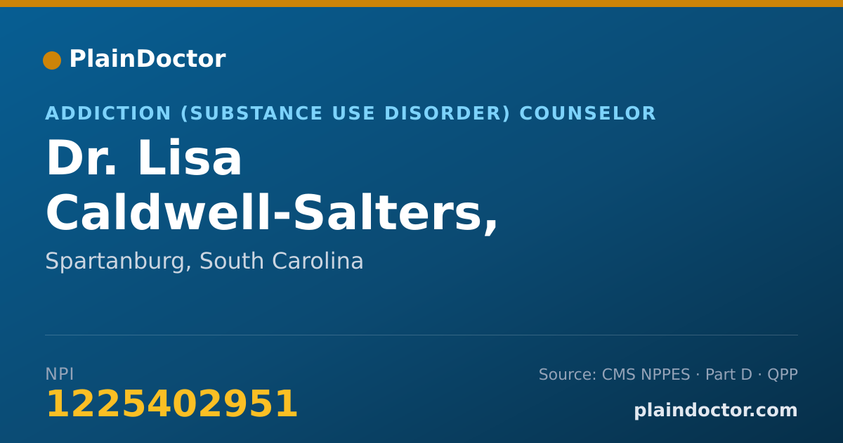 Shareable card for Lisa Caldwell-Salters, LMSW, CAC II - Addiction (Substance Use Disorder) Counselor, Spartanburg, SC