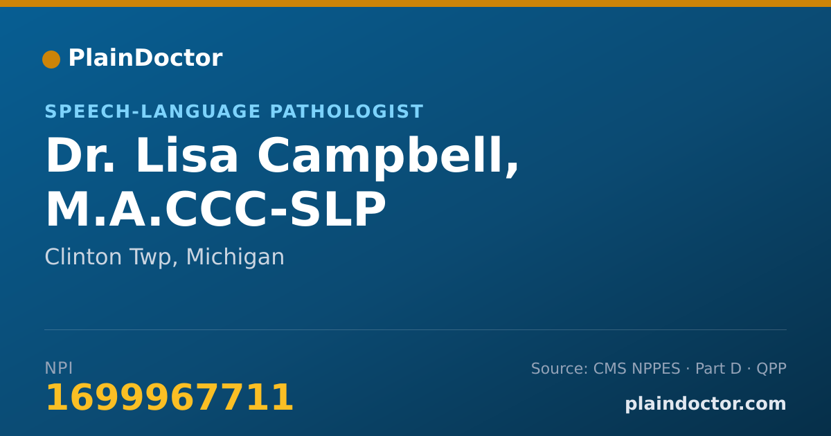 Shareable card for Lisa Campbell, M.A.CCC-SLP - Speech-Language Pathologist, Clinton Twp, MI