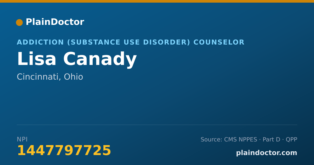 Shareable card for Lisa Canady - Addiction (Substance Use Disorder) Counselor, Cincinnati, OH