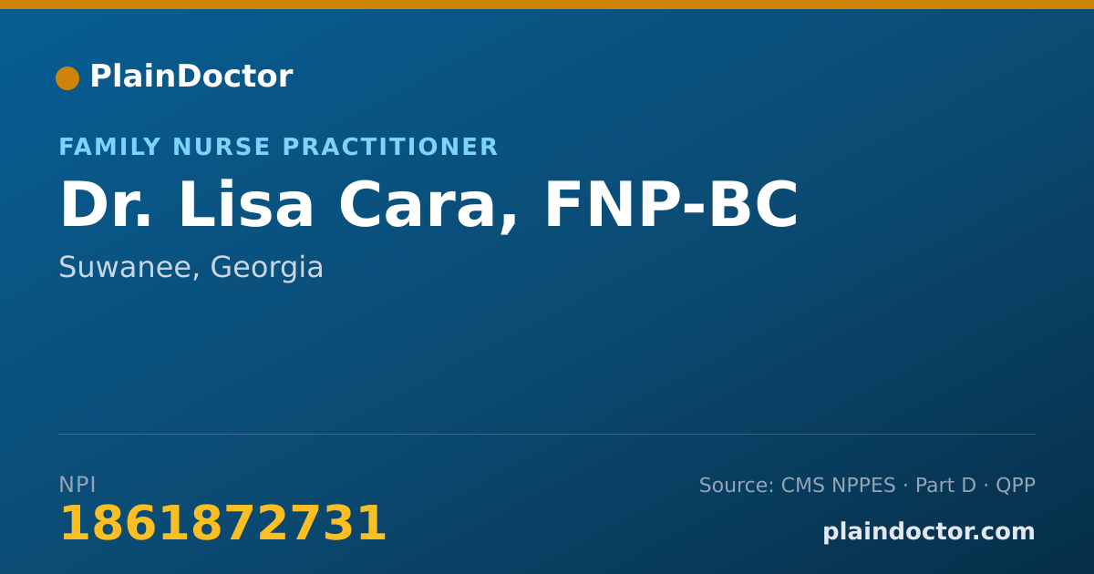 Shareable card for Lisa Cara, FNP-BC - Family Nurse Practitioner, Suwanee, GA