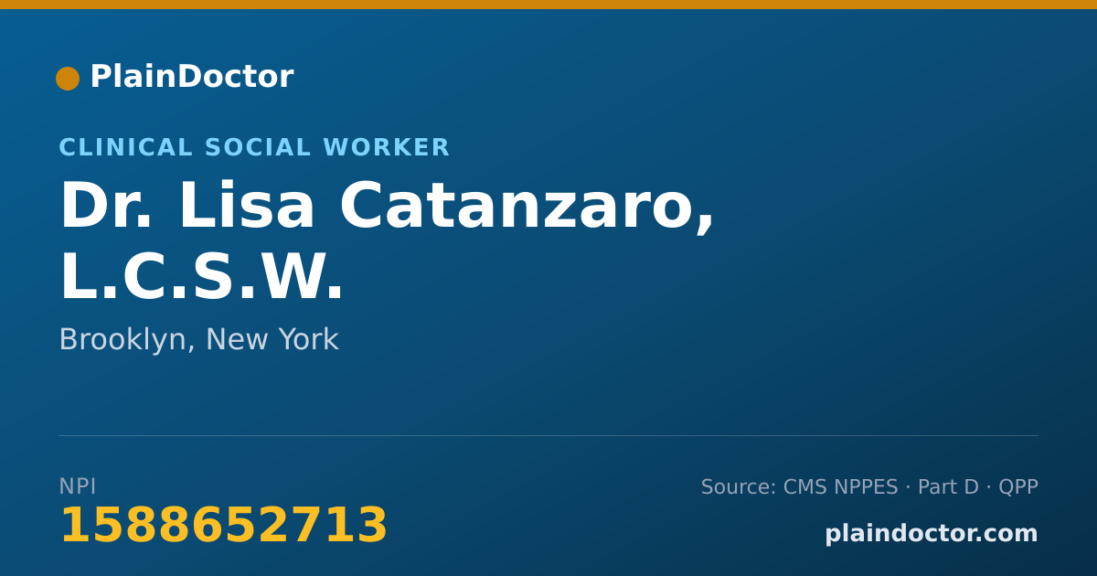 Shareable card for Lisa Catanzaro, L.C.S.W. - Clinical Social Worker, Brooklyn, NY