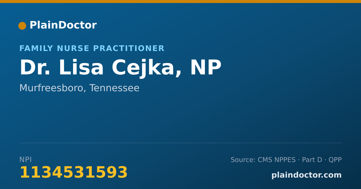 Shareable card for Lisa Cejka, NP - Family Nurse Practitioner, Murfreesboro, TN