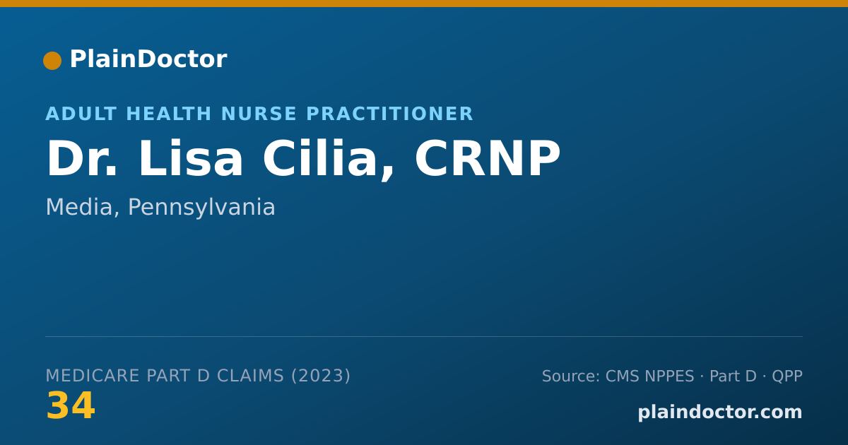 Shareable card for Lisa Cilia, CRNP - Adult Health Nurse Practitioner, Media, PA